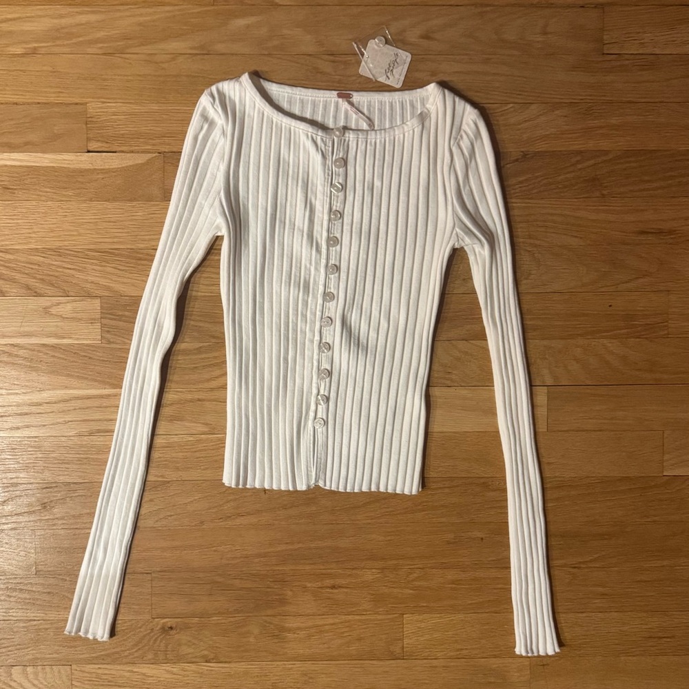 Free People Tilly Long-Sleeve Cardi Ivory - Picture 3 of 3